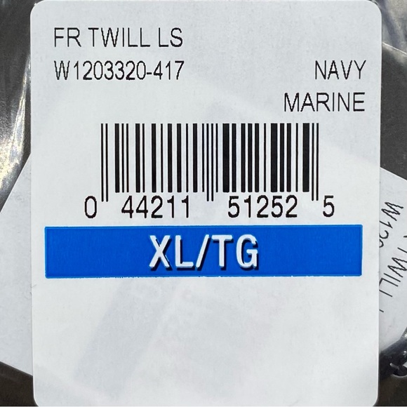 Wolverine Button Down Shirt Fire Zero Flame Resistant Twill Navy Blue Size XL - Picture 3 of 4